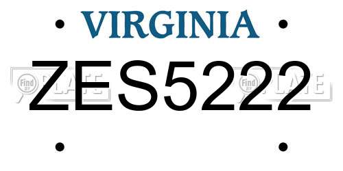 ZES5222 Virginia License Plate