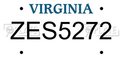 ZES5272 Virginia License Plate