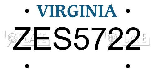ZES5722 Virginia License Plate