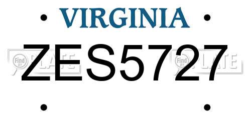 ZES5727 Virginia License Plate