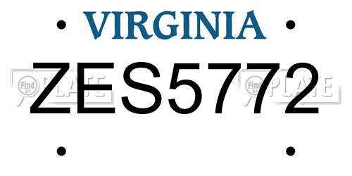 ZES5772 Virginia License Plate
