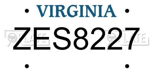 ZES8227 Virginia License Plate