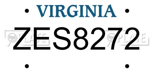 ZES8272 Virginia License Plate
