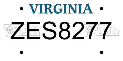 ZES8277 Virginia License Plate