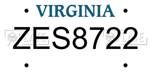 ZES8722 Virginia License Plate