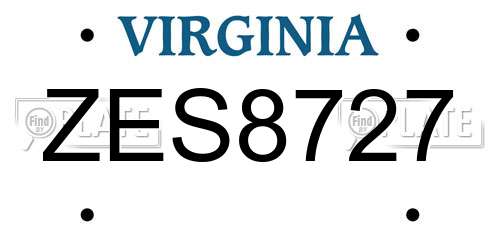 ZES8727 Virginia License Plate