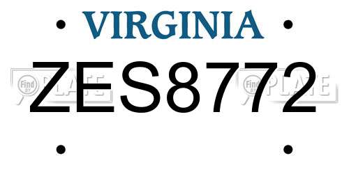 ZES8772 Virginia License Plate