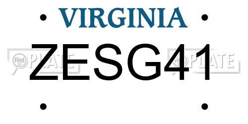 ZESG41 Virginia License Plate