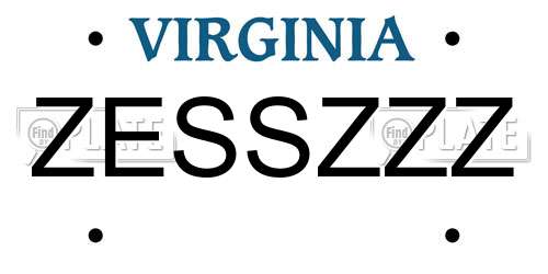 ZESSZZZ Virginia License Plate