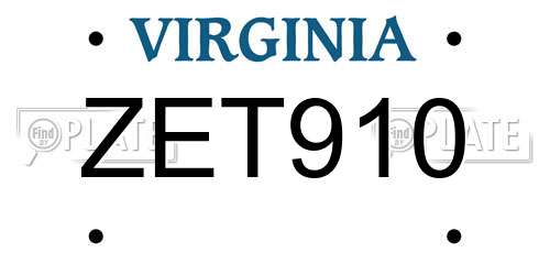 ZET910 Virginia License Plate