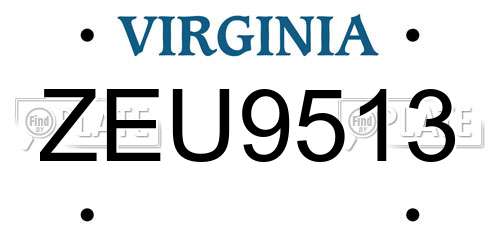 ZEU9513 Virginia License Plate