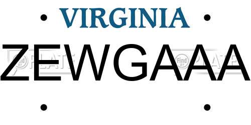 ZEWGAAA Virginia License Plate