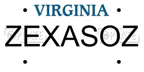 ZEXASOZ Virginia License Plate