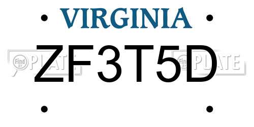 ZF3T5D Virginia License Plate