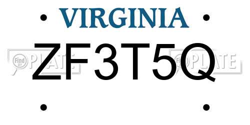 ZF3T5Q Virginia License Plate