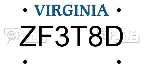 ZF3T8D Virginia License Plate