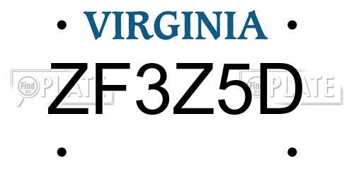 ZF3Z5D Virginia License Plate