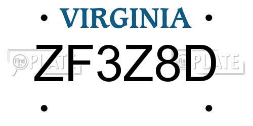 ZF3Z8D Virginia License Plate