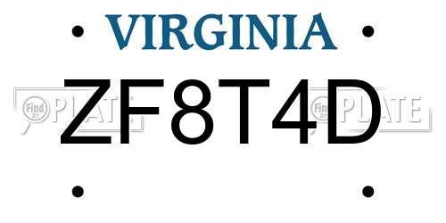 ZF8T4D Virginia License Plate