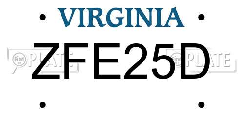 ZFE25D Virginia License Plate