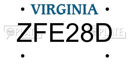 ZFE28D Virginia License Plate