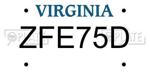 ZFE75D Virginia License Plate