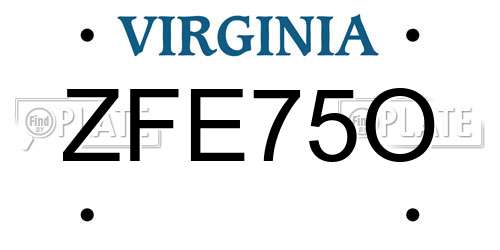 ZFE75O Virginia License Plate