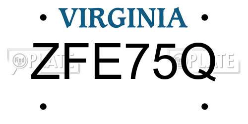 ZFE75Q Virginia License Plate