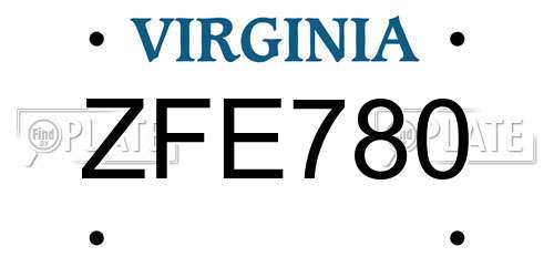 ZFE780 Virginia License Plate