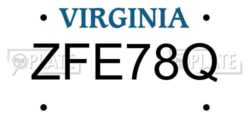 ZFE78Q Virginia License Plate