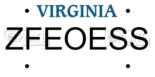 ZFEOESS Virginia License Plate