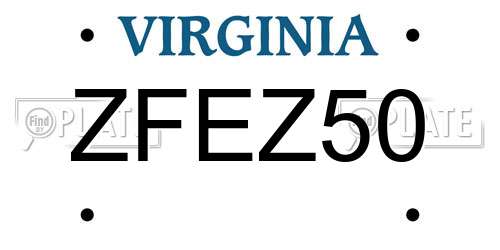 ZFEZ50 Virginia License Plate