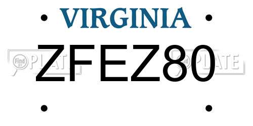 ZFEZ80 Virginia License Plate