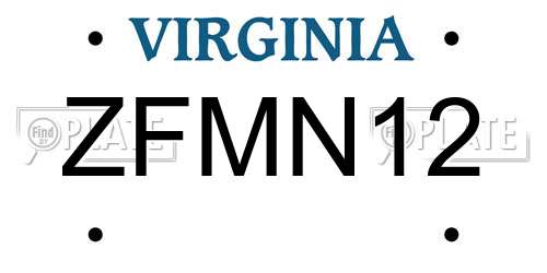 ZFMN12 Virginia License Plate