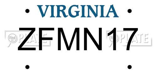 ZFMN17 Virginia License Plate