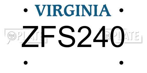 ZFS240 Virginia License Plate