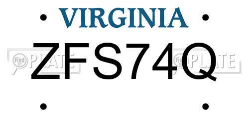 ZFS74Q Virginia License Plate