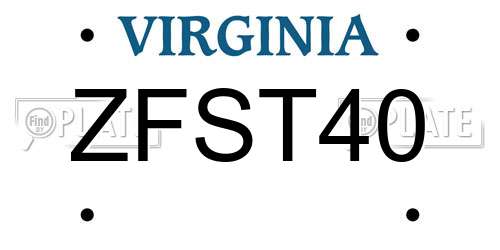 ZFST40 Virginia License Plate