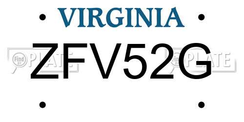 ZFV52G Virginia License Plate