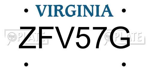 ZFV57G Virginia License Plate