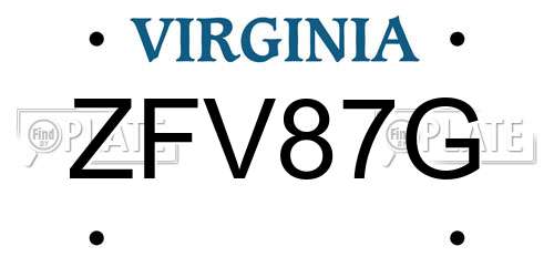 ZFV87G Virginia License Plate