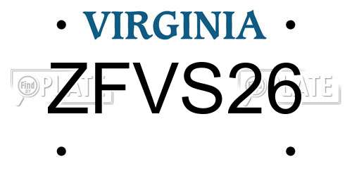 ZFVS26 Virginia License Plate