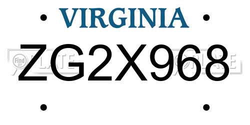 ZG2X968 Virginia License Plate