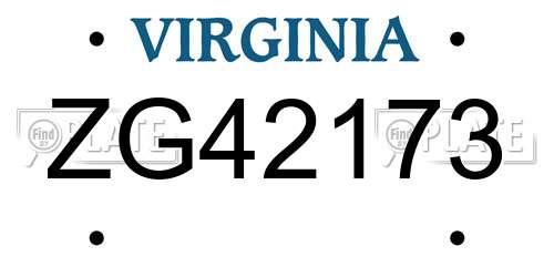 ZG42173 Virginia License Plate