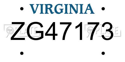 ZG47173 Virginia License Plate