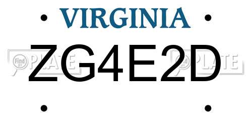 ZG4E2D Virginia License Plate