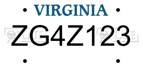 ZG4Z123 Virginia License Plate