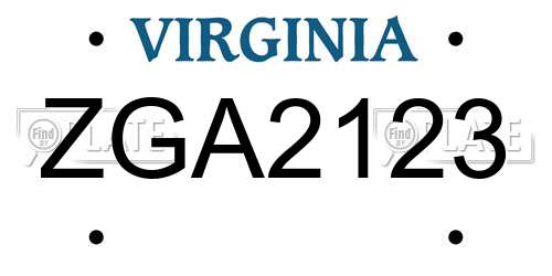ZGA2123 Virginia License Plate