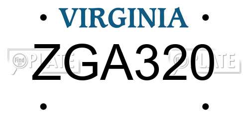 ZGA320 Virginia License Plate