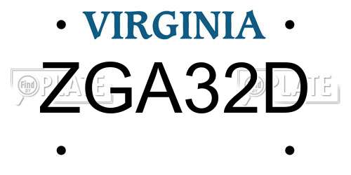 ZGA32D Virginia License Plate